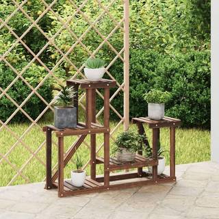 Blomsterstativ 110X25X110,5 Cm Massivt Fyrretræ Brun - uden hjul / 90 x 25 x 73.5 cm