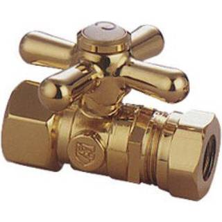 Kingston messing CC44152X kvart drejningsventiler (1/2-tommer FIP X 1/2-tommer og 7/16-tommer O.D. Slipled) Poleret messing