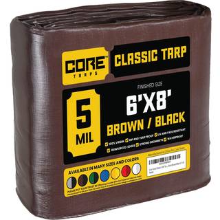 Core Tarps Classic 5 Mil Tarp Cover Vandtæt UV -resistent Rip and Tear Proof Poly Tarpaulin med forstærkede kanter til tagcamping Patio Pool Cove