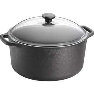 Skeppshult Bräter rund 28,5 cm / 7 L - Gusseisen mit Glasdeckel - Schwarz