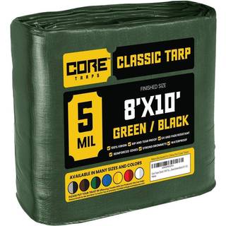 CORE TARPS KLASSISK 5 MIL TARP DÆKNING Vandtæt UV -resistent RIP og tåre Proof Poly Tarpaulin med forstærkede kanter til tagcamping Patio Pool Co