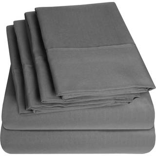 Sweet Home Collection 6 Piece 1500 Supreme Collection b?rstet mikrofiber Deep Pocket Sheet Set-2 Extra Pillow Sages Great Value Split King Gray