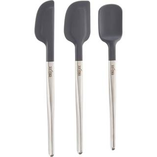 All-kl?dt specialitet silikone k?kken gadgets 3 stykker s?t spatler k?kkenv?rkt?j k?kken hacks s?lv rustfrit st?l og sort