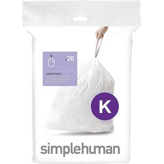 Simplehuman Kode K skræddersyede affaldsposer, pakke med 20, hvid