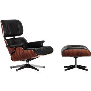 Vitra Eames Lænestol Santos Palisander/Sort Læder Med Ottoman