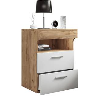 SlepalL natbord 2 skuffer 1 hylde egetræ dekor, hvid.