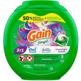 Gain Flings vaskeri Detergent Soap Pacs Han kompatibel Langvarig duft Moonlight Breeze Duft 76 T?lling