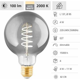 EGLO LED pære G95 Globe 4W/820 100 lumen smoke dæmpbar E27