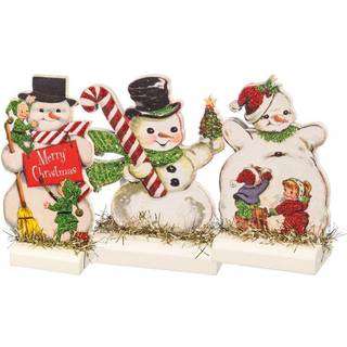 Primitiver af Kathy Vintage Christmas Stand Up Sæt med 3 Retro Snowmen 3 Piece 32297