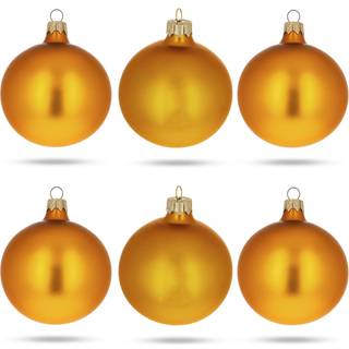 S?t med 6 Matte Gold Glass Ball Christmas Ornamenter 3,25 tommer