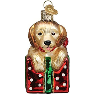 Old World Christmas Ornaments Holiday Golden Retriever Puppy Glass blæst ornamenter til juletræ