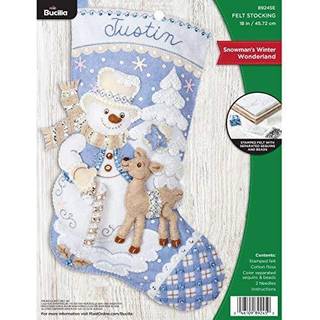 Bucilla 89245e følte applikationsjulestrømpe Kit Snowman's Winter 18 """"