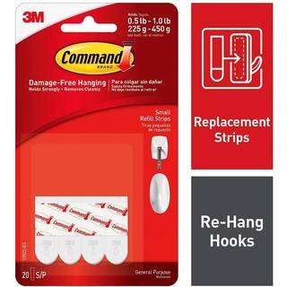 17022 | 3M Command Monteringsstrips, aftagelige, 12 små strips - 450g.