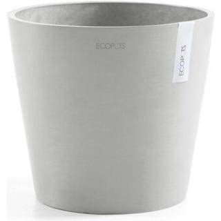 Ecopots Amsterdam Holdbar indend?rs/udend?rs moderne runde genanvendte plastplaner Flower Pot (White Grey 16 """")