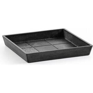 Ecopots moderne genanvendt plastik firkantet blomsterpotte planter tallerken mørkegrå 7 """"