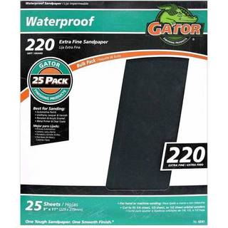 Gator 9 """" X 11 """" Vandt?t slibningark 220 Grit 25 Pack Black