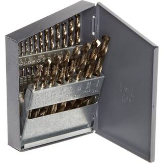 Chicago Latrobe - 69887 1V713 550 Series Cobalt Steel Jobber L?ngde Borbit s?t med metalkasse Guldoxid Finish 135 Grad Split Point Inch 21 -Piece