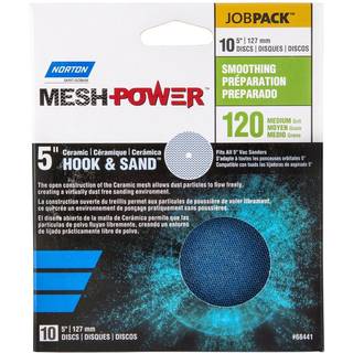 1024386 SAND DISK Keramisk 120grt Norton Meshpower 5 in. Keramisk kroge og loop mesh Slibing Disc 120 Grit (pakke 1)