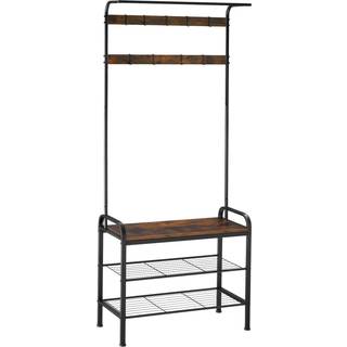 Garderobeskab - 73,5x36x184cm,Industrielt mørkt træ, rustikt