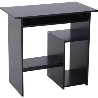 HOMCOM Compact Small Computer PC Table Wooden Desk Keyboard Tray Storage Shelf Modern Corner Table Home Office Gaming and Study Black