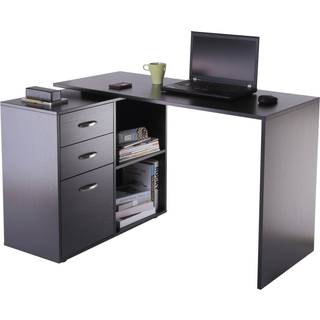 HOMCOM Computer Desk Table Workstation Home Office L Shape Drawer Shelf File Cabinet Black