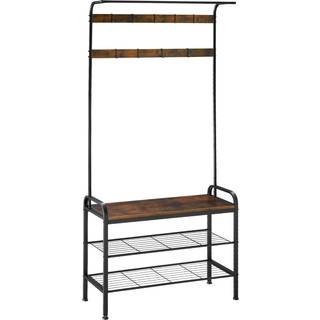 Garderobeskab - 85,5x36x184cm,Industrielt mørkt træ, rustikt