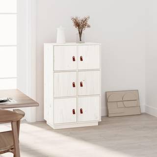 højskab 67x40x108,5 cm massivt fyrretræ hvid