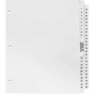 Udstillingsindekser nummererede skillelinjer 1-50 stanset - ave stil fed faner - side samlet udstillingsfaner - lavet i USA | Letterst?rrelse - 1