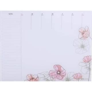 Quartet Glass Desktop Weekly Planner 17 """" X 22 """" Whiteboard Dry Election Surface Clean Erase inkluderer 1 t?r sletningsmark?r blomster (GDP2217
