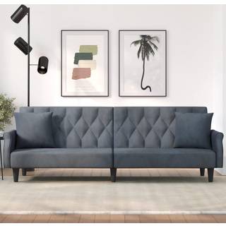 sovesofa med armlæn velour mørkegrå