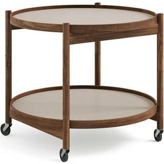 Brdr. Krüger Bølling Tray Table model 60 rullebord stone, olieret understel i valnød