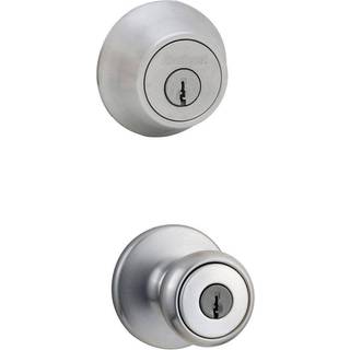 Kwikset 690 Tylo Entry Knob og enkelt Cylinder Deadbolt Combo 1-Pack Satin Chrome
