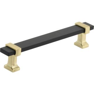 Amerock | Kabinettræk | Børstet mat sort/børstet guld | 5-1/16 tommer (128 mm) Center til centrum | Overton | 1 pakke | Skuffet træk | Skuffehånd
