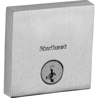 Kwikset Downtown Deadbolt Lock Satin Nickel Square Exterior Keyed Front Entry Door Pick Resistant SmartKey Secury Security Single Cylinder Dead B
