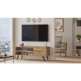 NORDVÄRK CD1 TV-bord, m. 1 låge og 1 hylde - natur melamin og træ (110x40)