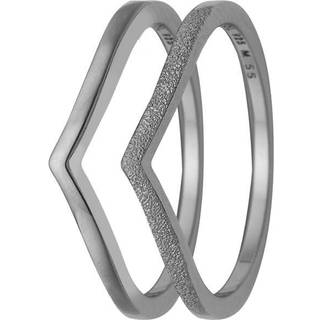 Christina Jewelry Double Mountains ringe i sølv, 2 stk. - Str. 49