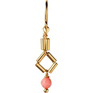 Petit Carré Earring with Coral - Gold - Stine A - Guld One Size