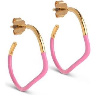 Enamel Sway Hoops Pink Forgyldt Sølv Øreringe med Emalje