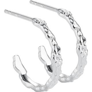 MILA HOOP, 15 mm. hoops i sterling sølv med ruflet overflade.