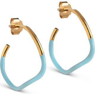 Sway Hoops Icy Blue Forgyldt Sølv Øreringe fra Enamel med Emalje