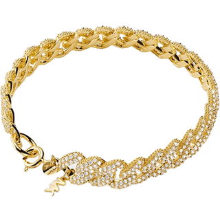MK Precious Metal-Plated Sterling Silver Pavé Curb Link Bracelet - Gold - Michael Kors - ONE SIZE