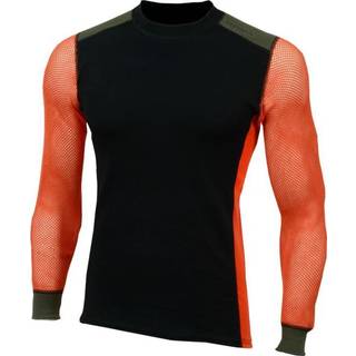 Aclima Men's WoolNet Hybrid Crew Neck Jet Black/Poinciana/Olive Nigh, Jet Black/Poinciana/Olive Night, S