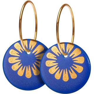 Scherning Bloom Royal Blue Forgyldt Sølv Øreringe med Håndlavet Porcelæn
