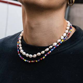 SAMIE halskæde forgyldt med perler x2000gs