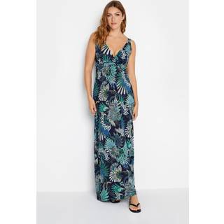 Lts Tall Blue Floral Print Vneck Sleeveless Maxi Dress 16 Lts | Tall Women's Floral Dresses
