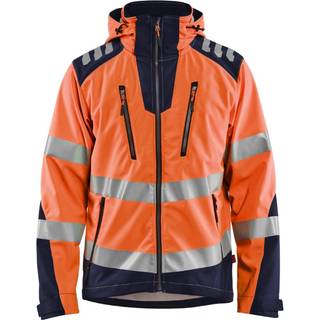 Blåkläder 4491 High Vis Softshell Jakke / High Vis Softshell Arbejdsjakke - 3XL - High Vis Orange/Marineblå