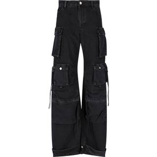 The Attico Fern low-rise denim cargo pants - black - 26