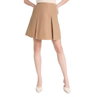 Vince Pleated cotton-blend miniskirt - neutrals - S