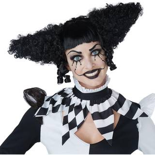 Uhyggelige klovne kvinders kostume paryk - sort