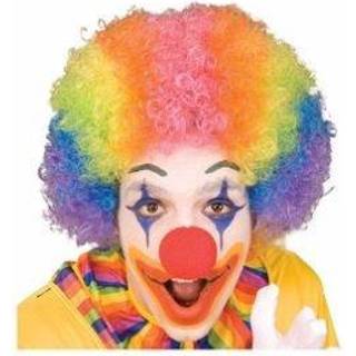 Klovn voksen kostume regnbue afro paryk